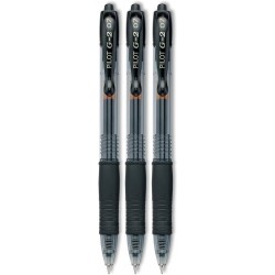 PILOT G2 Premium Gelschreiber mit nachfüllbarem und einziehbarem Rolling Ball, feine Spitze, schwarze Tinte, 3er-Pack (31123)