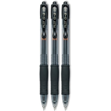 PILOT G2 Premium Gelschreiber mit nachfüllbarem und einziehbarem Rolling Ball, feine Spitze, schwarze Tinte, 3er-Pack (31123)