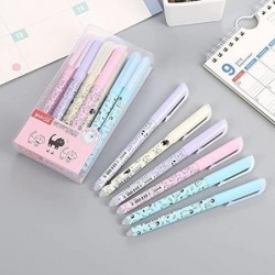 Reibungsloser, radierbarer Stift mit süßer Katze, 0,38 mm Spitze, Radiergummi, Gelstift, blau-schwarze Tintennachfüllung, Stab-Kugelschreiber, Kinder-Schule-Schreibwaren, radierbare Stifte, mehrfarbig (schwarz)