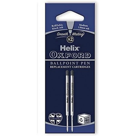 Helix Oxford Kugelschreiberminen (2er-Pack) – schwarze Tinte