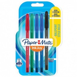 Paper Mate InkJoy 100ST Kugelschreiber | Feine Spitze (0,7 mm) | Verschiedene klassische Farben | 5 Stück