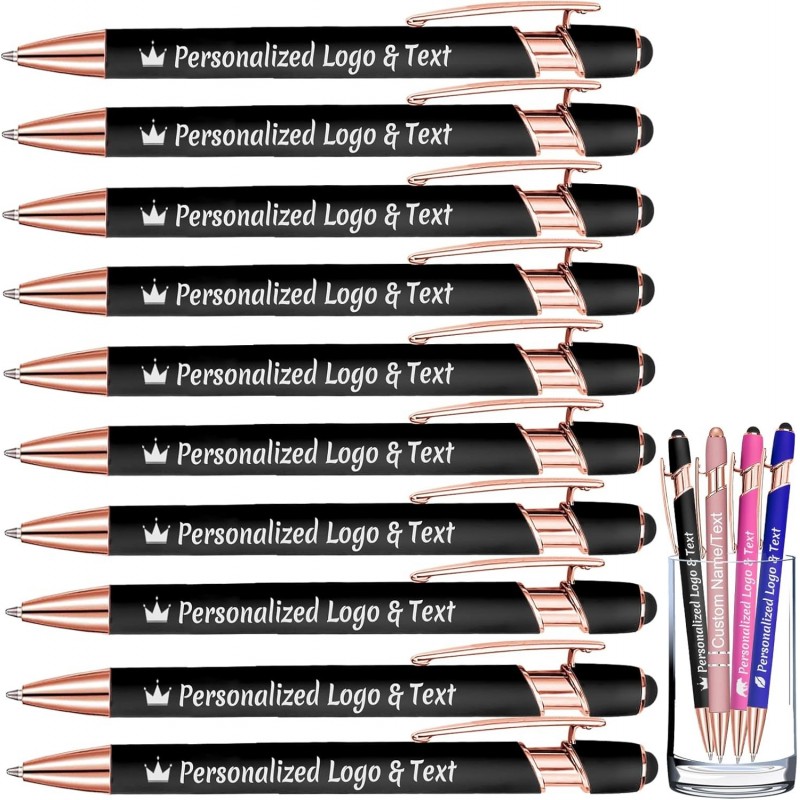 Personalisierte Stifte mit Namen, Großpackung 10, 20, 50, 100, 200, 300, 500 Stück, individuelles Logo, schwarzer Tintenstift, Kugelschreiber, Geschenk für Lehrer, Männer, Frauen, Business