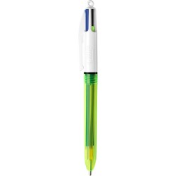 BIC 4-Farben Fluo Kugelschreiber, mittlere/dicke Spitze (1,0/1,6 mm), verschiedene Tinten, 3 Stück