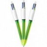 BIC 4-Farben Fluo Kugelschreiber, mittlere/dicke Spitze (1,0/1,6 mm), verschiedene Tinten, 3 Stück