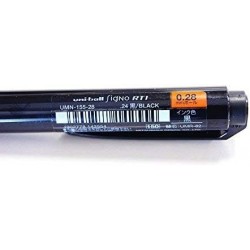 Uni-ball Signo RT1 Gel-Tintenstift mit Druckfunktion, Ultra Micro Point 0,28 mm, Gummigriff, schwarze Tinte, UMN-155-28, Vorteilsset mit 5 Stück