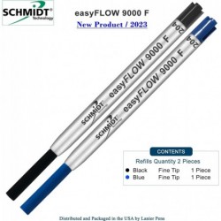 Bedruckte Schmidt easyFLOW9000 Kugelschreibermine - Schwarze und blaue Tinte, feine Spitze 0,8 mm - 2er-Pack