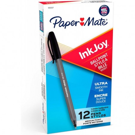 Paper Mate InkJoy 100ST Kugelschreiber, mittlere Spitze, Schwarz, Schachtel mit 12 Stück (1951257)