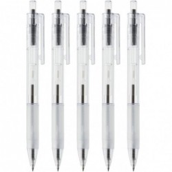 MUJI MoMA Gelstift mit Kugelschreiber, Polycarbonat, transparent, 0,7 mm, Schwarz, 5 Stück, hergestellt in Japan