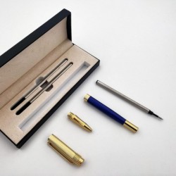 Tintenroller, Feinspitzer, Gelstift aus Metall, Business-Signatur-Stift mit 2 schwarzen 0,5-mm-Minen, sanft schreibender Stift für Männer und Frauen, stilvolle Geschenkbox (blau), 140 mm