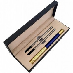 Tintenroller, Feinspitzer, Gelstift aus Metall, Business-Signatur-Stift mit 2 schwarzen 0,5-mm-Minen, sanft schreibender Stift für Männer und Frauen, stilvolle Geschenkbox (blau), 140 mm