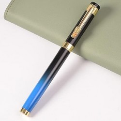 Hochwertiger Tintenroller aus Metall, feine Feder. Schöner Stift mit Business-Signatur, Premium-Geschenkbox mit zwei schwarzen 0,5-mm-Originalminen. Geschenkstift für Freunde, Familie und Kollegen (blau), 140 mm