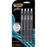 BIC Gelocity Original Black Gelstifte, mittlere Spitze (0,7 mm), 4er-Packung, einziehbare Gelstifte mit bequemem Griff