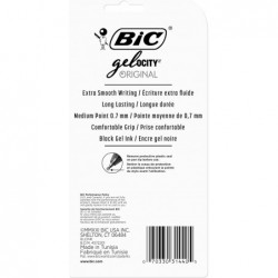 BIC Gelocity Original Black Gelstifte, mittlere Spitze (0,7 mm), 4er-Packung, einziehbare Gelstifte mit bequemem Griff