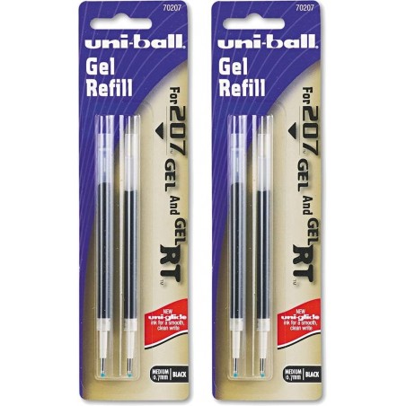 uni-ball: Nachfüllung für uni-ball Signo Gel 207, Medium, schwarze Tinte, 2 pro Packung -:- Verkauft als 2 Packungen mit - 2 - / - Insgesamt je 4