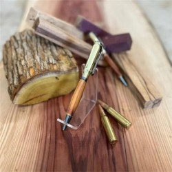 Kaliber-Gewehrpatronenstift, handgefertigter Kugelschreiber aus Holz, Repetierstift, Gewehrstift mit schwarzer Tinte, personalisiert für Männer, Vater, Kollegen, Freund, Ehemann (Gold, 1 Stück)