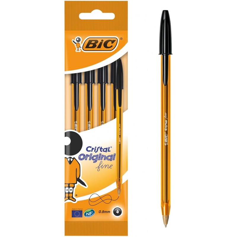 Bic Cristal Fine Kugelschreiber 4er Pack schwarz