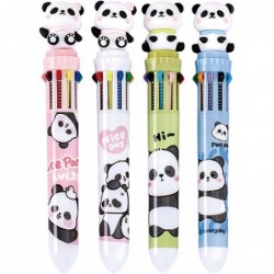 Stück mehrfarbige Kugelschreiber, 10-in-1-Druckstift, süßer Panda-Stift, Cartoon-Panda-Geltintenstift für Büro- und Schulbedarf (Panda)