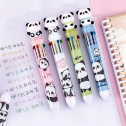 Stück mehrfarbige Kugelschreiber, 10-in-1-Druckstift, süßer Panda-Stift, Cartoon-Panda-Geltintenstift für Büro- und Schulbedarf (Panda)