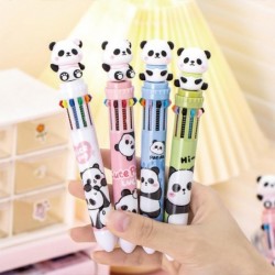 Stück mehrfarbige Kugelschreiber, 10-in-1-Druckstift, süßer Panda-Stift, Cartoon-Panda-Geltintenstift für Büro- und Schulbedarf (Panda)