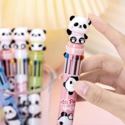 Stück mehrfarbige Kugelschreiber, 10-in-1-Druckstift, süßer Panda-Stift, Cartoon-Panda-Geltintenstift für Büro- und Schulbedarf (Panda)