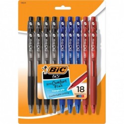 BIC BU3 Grip Druckkugelschreiber, mittlere Spitze (1,0 mm), schwarz, angenehmer Griff für sanftes Schreiben, 18 Stück