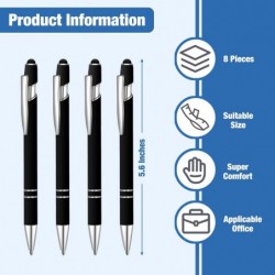 8er-Pack (Weinrot) 2-in-1-Kugelschreiber aus Metall mit Druckknopf und Stylus. Tolle Stifte für Touchscreen-iPhones, Tablets, Laptops und andere kapazitive Geräte. 1,0 mm schwarze Tinte