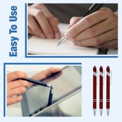 8er-Pack (Weinrot) 2-in-1-Kugelschreiber aus Metall mit Druckknopf und Stylus. Tolle Stifte für Touchscreen-iPhones, Tablets, Laptops und andere kapazitive Geräte. 1,0 mm schwarze Tinte