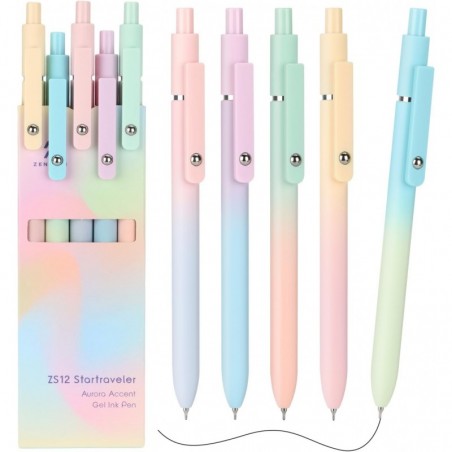 EooUooIP 0,5-mm-Gelstift, einziehbarer Geltintenstift, 5er-Pack schöne Kugelschreiber, schnelltrocknende Tinte, geeignet für Schule, Büro, Schreiben zu Hause, Tagebuchschreiben und Notizen.