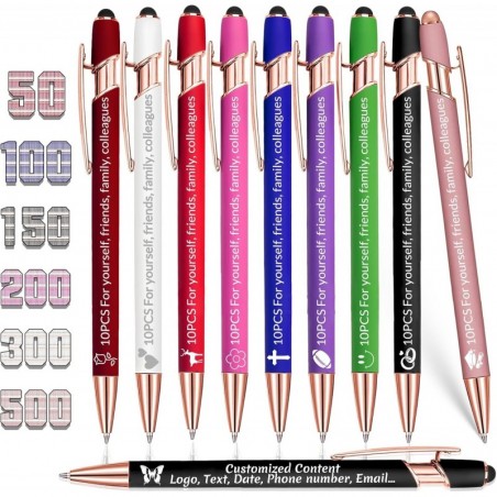 Personalisierte Stifte mit Namen, 10 Stück, individuelle schwarze Tintenstifte mit Stift, Massenproduktion, individuelle Stifte mit graviertem Logo, Geschenk für Männer und Frauen, Geschäft, Büro, Hochzeit, Abschluss