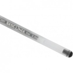 Basic Liner Gelstift, 0,5 mm, extra feine Spitze, Nadelspitze, Tintenroller für sanftes Schreiben für Schule/Büro, transparenter Schaft, nachfüllbare Stifte, Schachtel mit 10 Stück