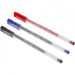 Basic Liner Gelstift, 0,5 mm, extra feine Spitze, Nadelspitze, Tintenroller für sanftes Schreiben für Schule/Büro, transparenter Schaft, nachfüllbare Stifte, Schachtel mit 10 Stück